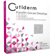 Cutiderm Sterile Paraffin Gauze Dressing 10cm x 10cm – Pack of 10